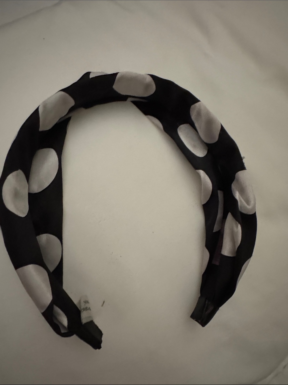 Polka Dot Satin Headband - Black and White